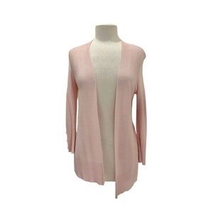 Cyrus Womens Small Open Front Cardigan Petal Pink 3/4 Sleeve Soft Knit Classic